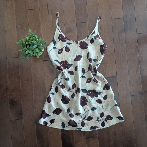 LA SENZA ROSE PRINT VINTAGE SILKY SATIN SLIP DRESS - Picture 1 of 2